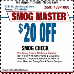 $20 OFF Smog Check Fresno | (559)-438-1000